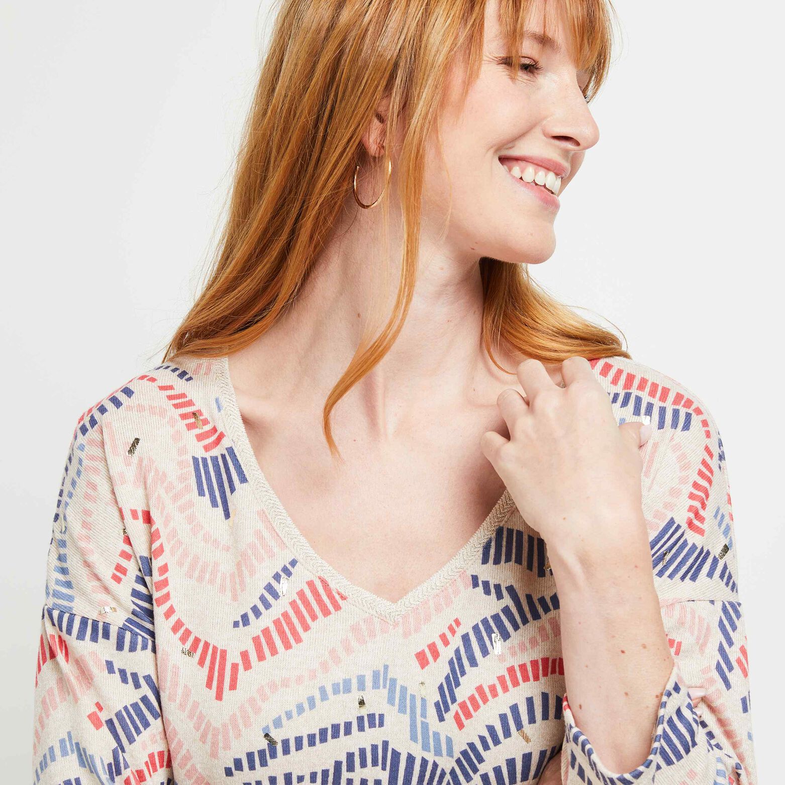 T-shirt en maille col V femme
