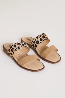 Mules plates imprimé léopard femme