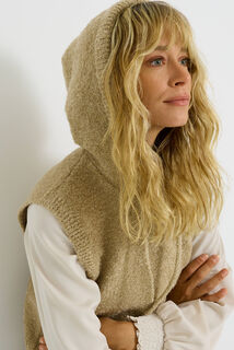 Pull sans manches à capuche femme