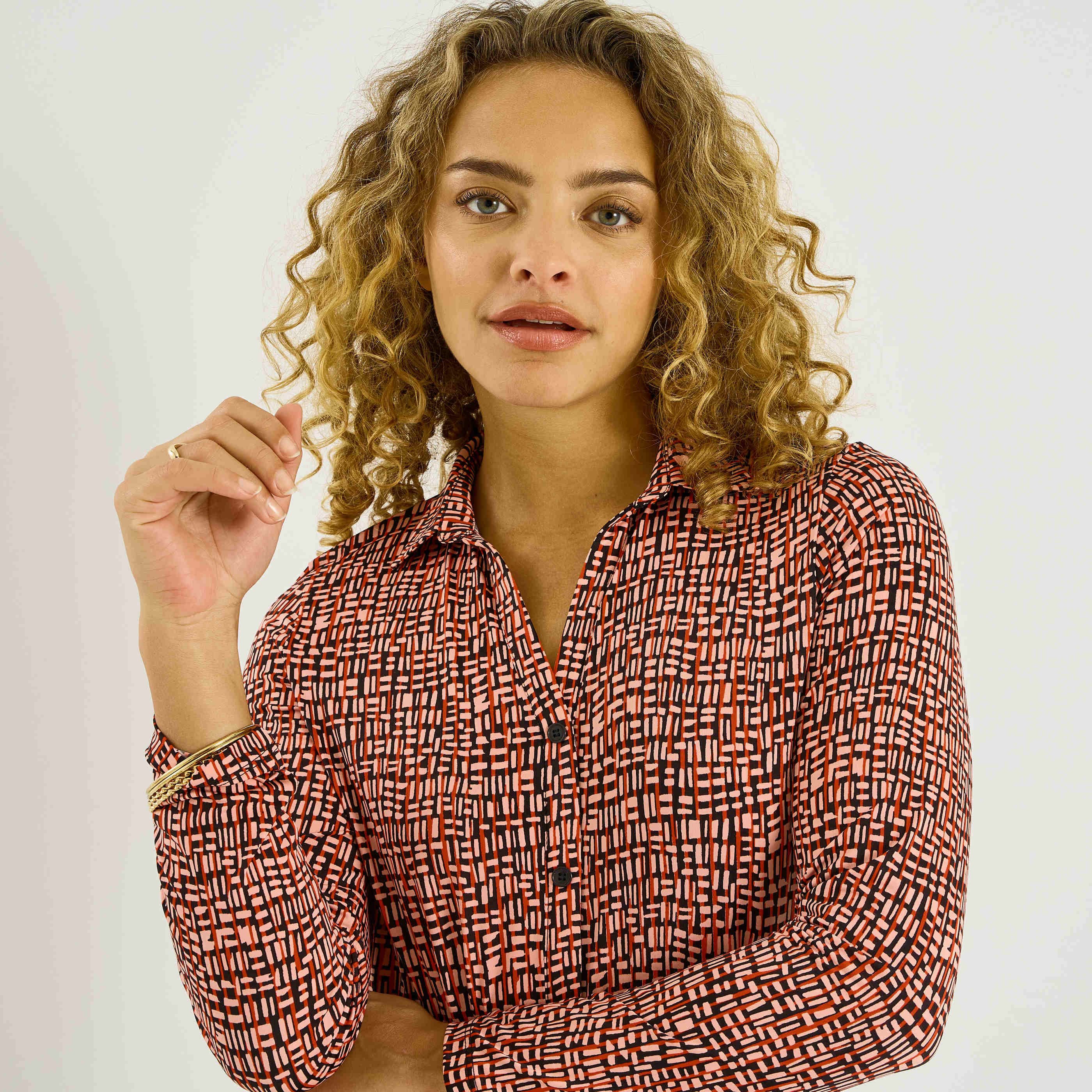 Chemise imprim&eacute;e en maille fluide femme