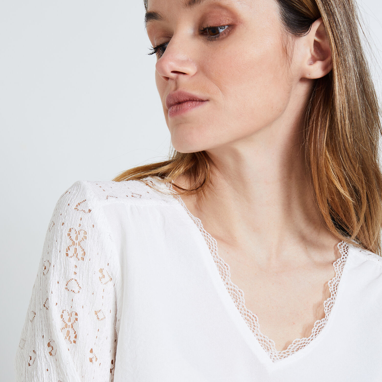 Blouse details ajourés femme