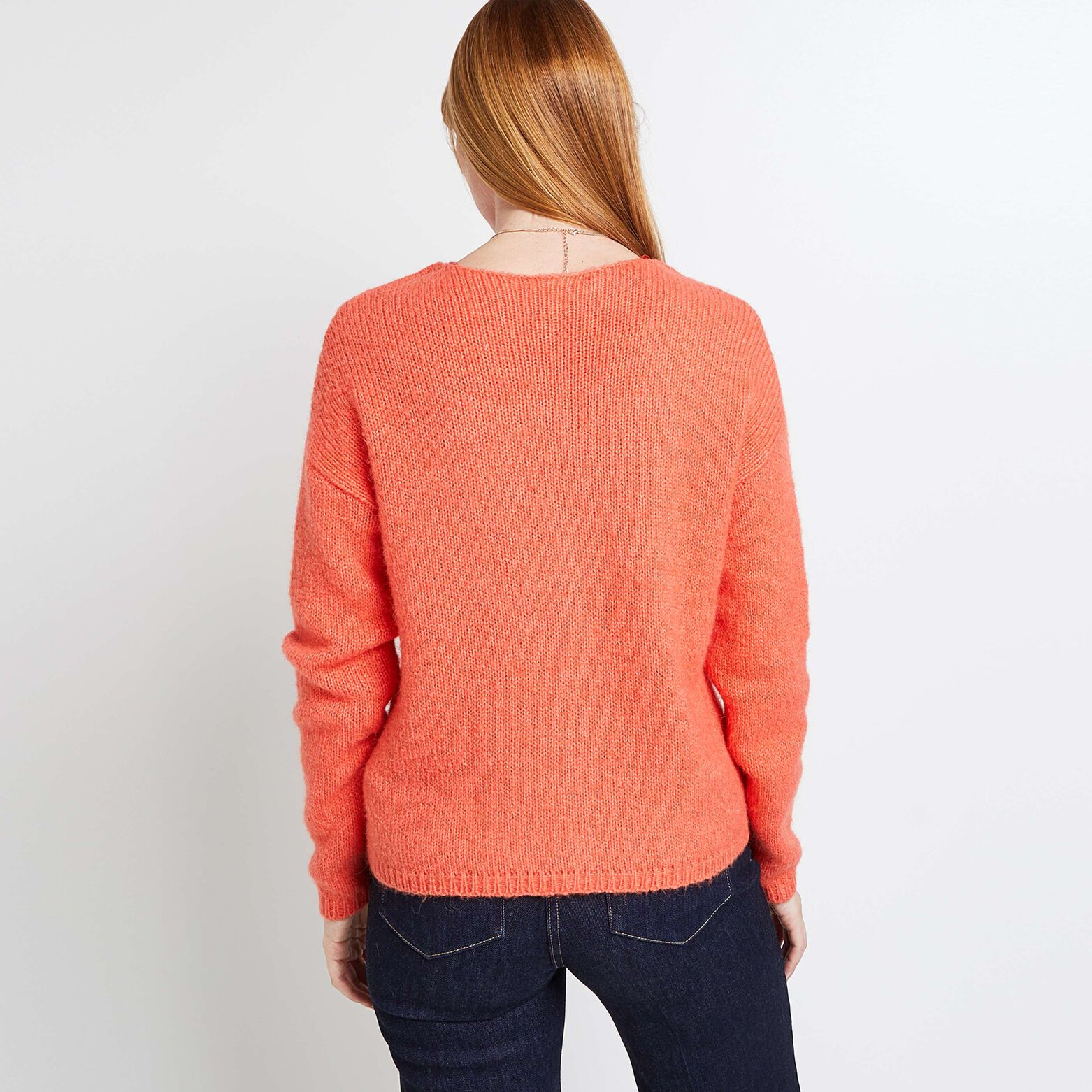 Gilet col V ajouré femme