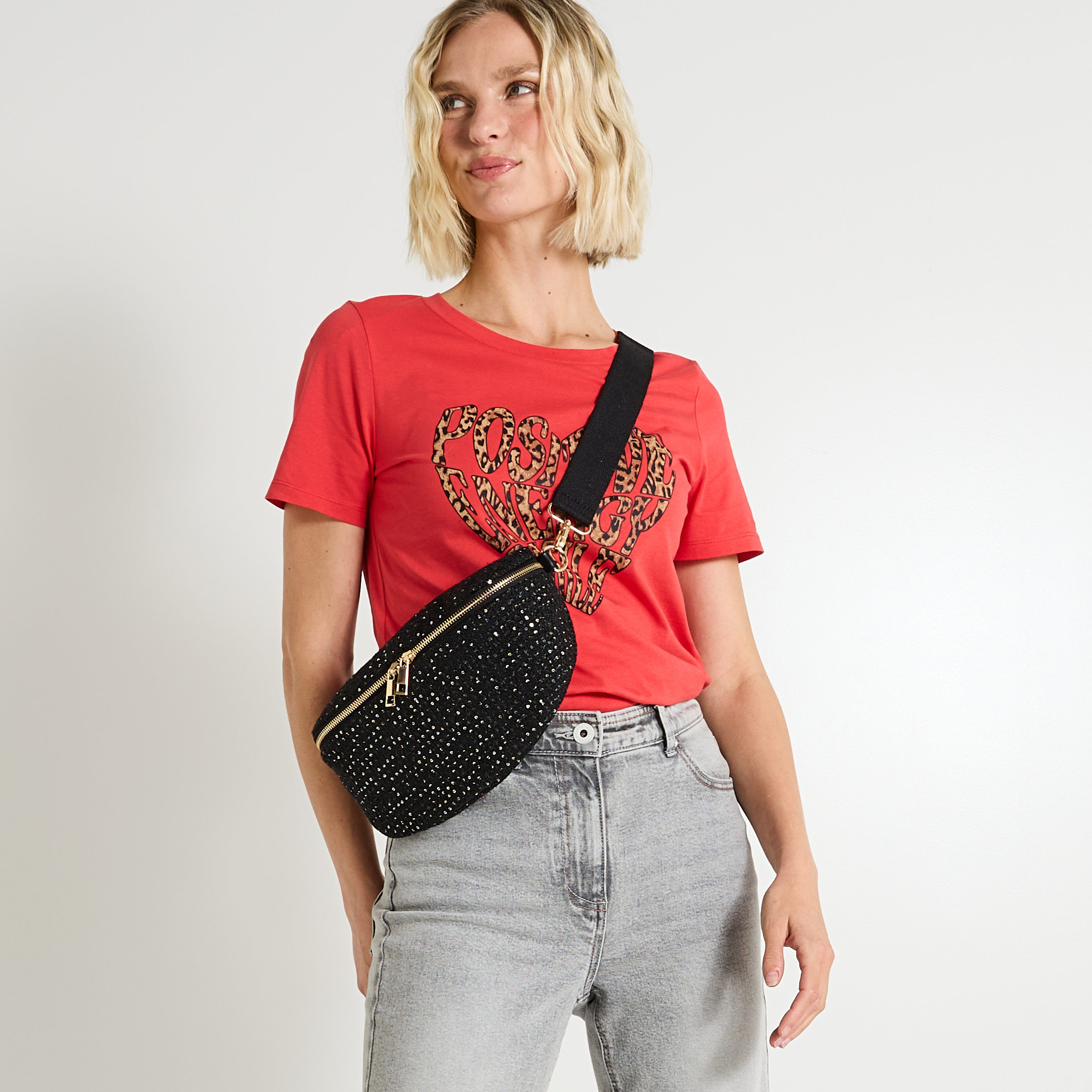 Sac banane en tissu paillet&eacute;