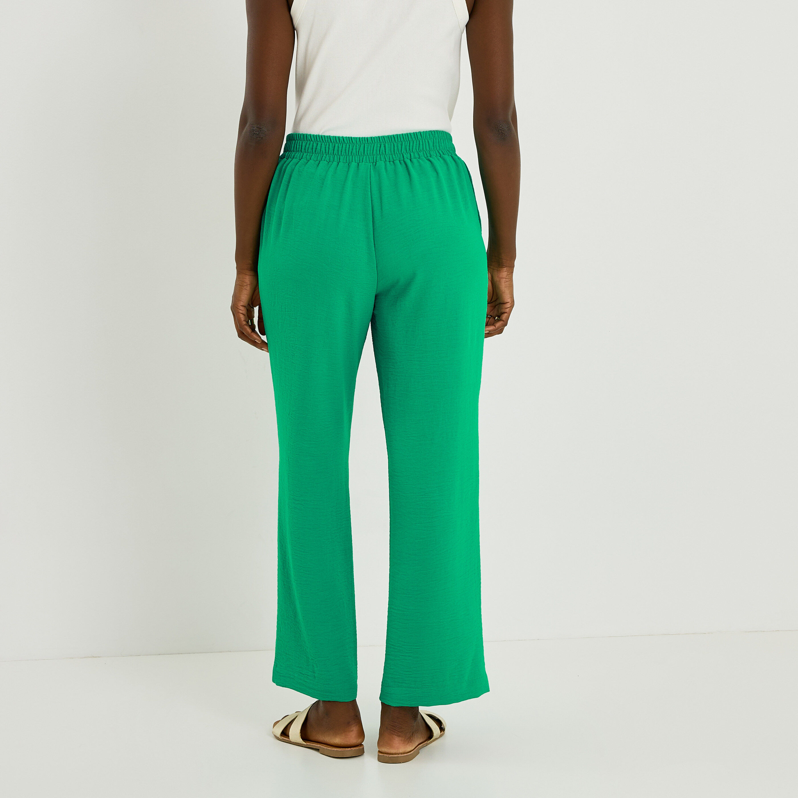 Pantalon fluide taille &eacute;lastiqu&eacute;e femme