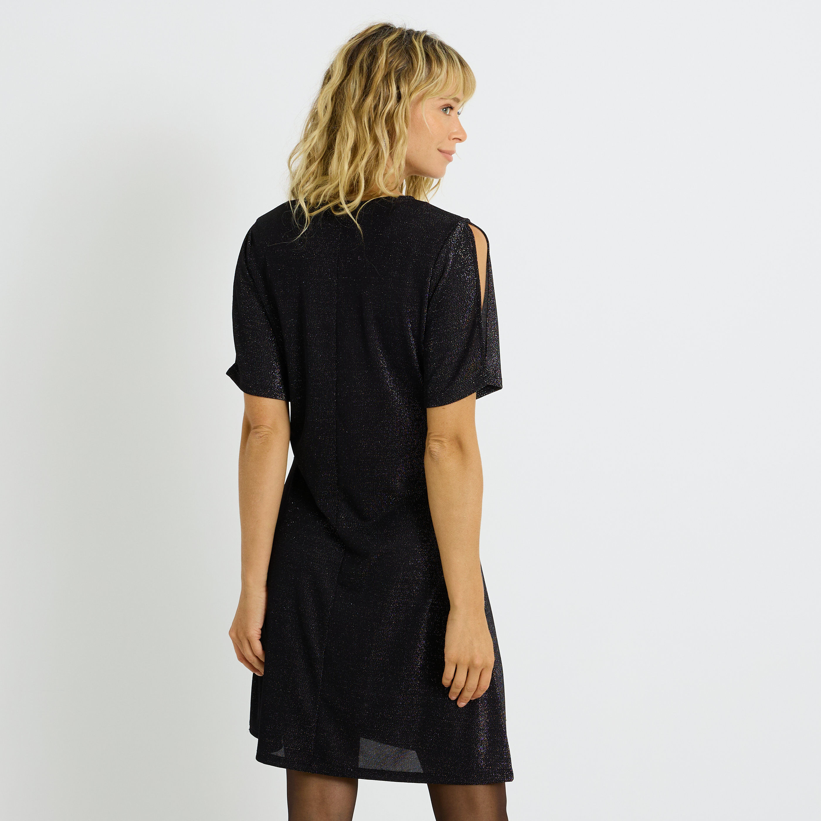 Robe fluide en maille &agrave; paillettes