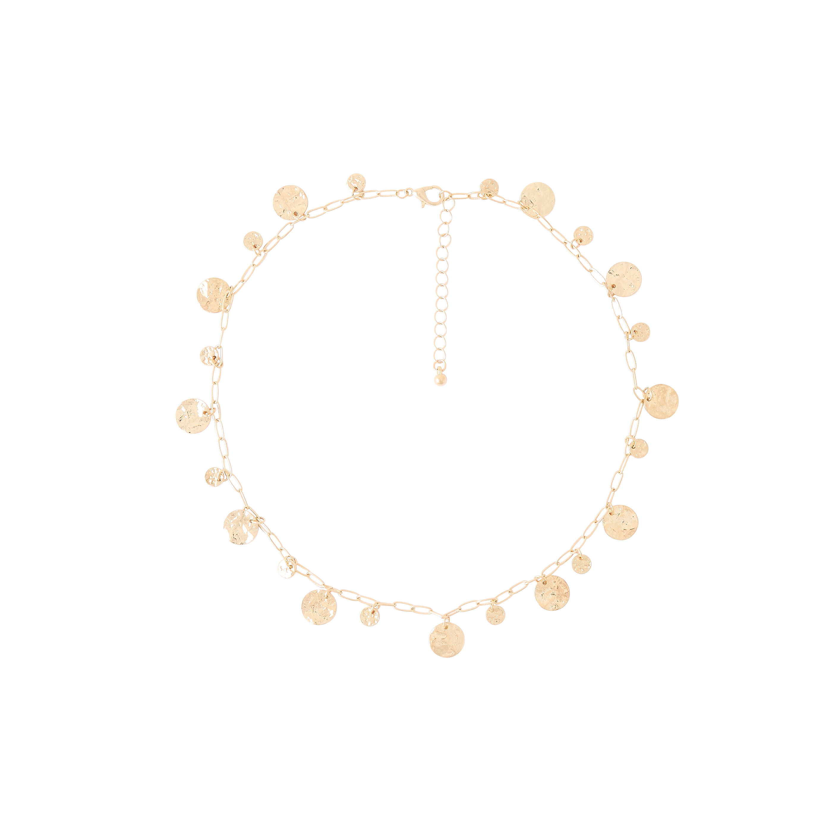 Collier m&eacute;dailles martel&eacute;es