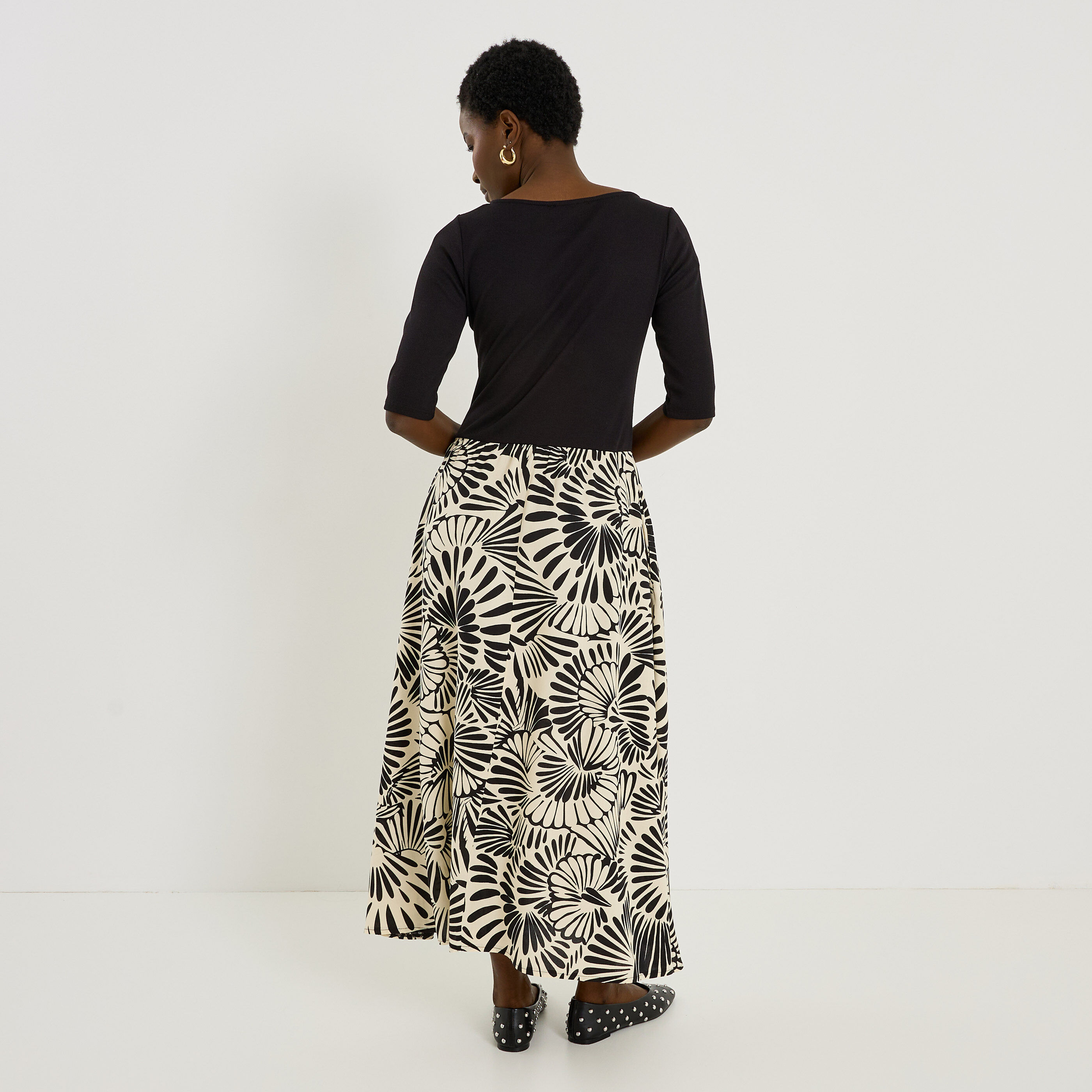 Robe longue bi mati&egrave;re 