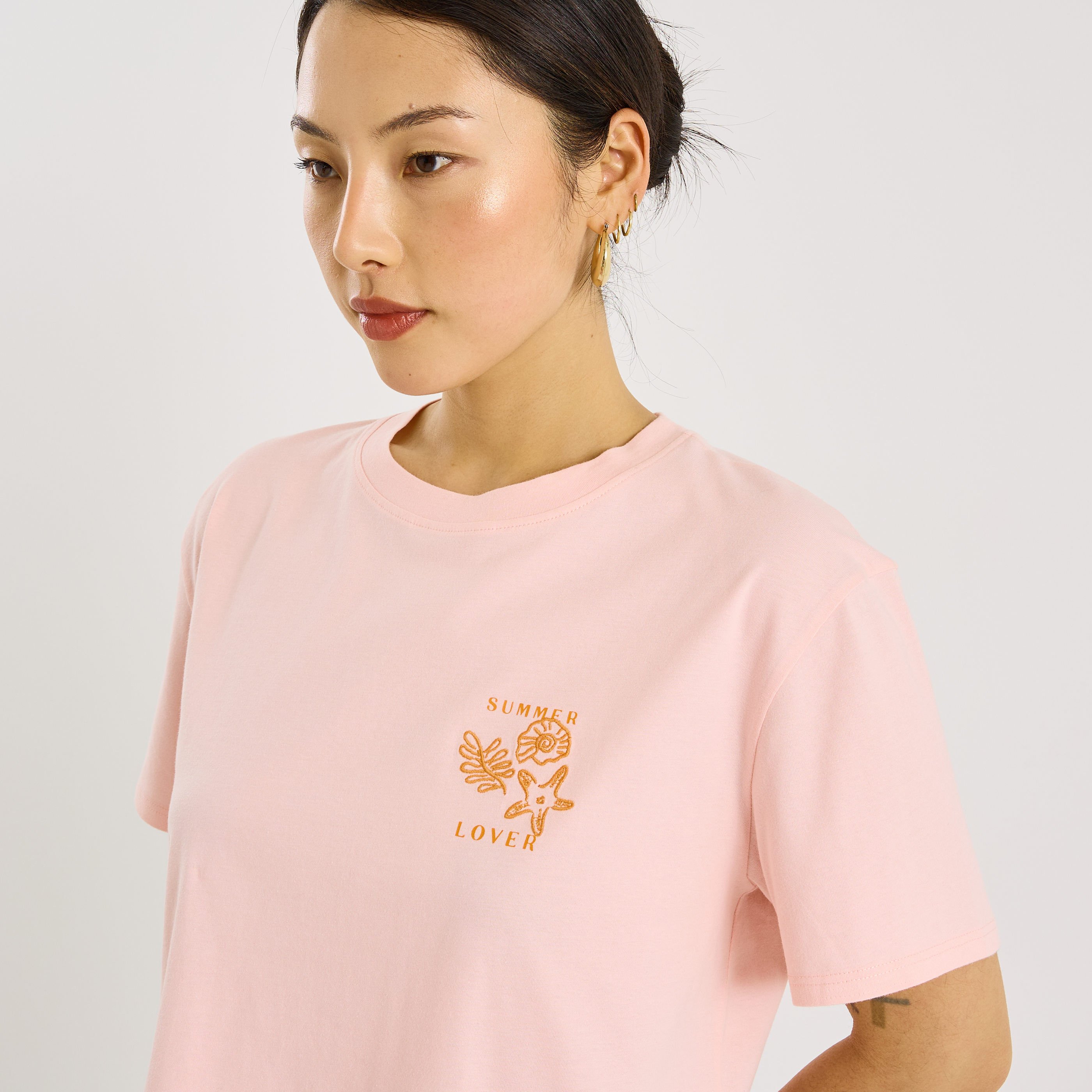 T-shirt col rond print femme
