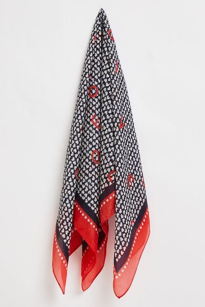 Foulard en soie imprimé coeurs