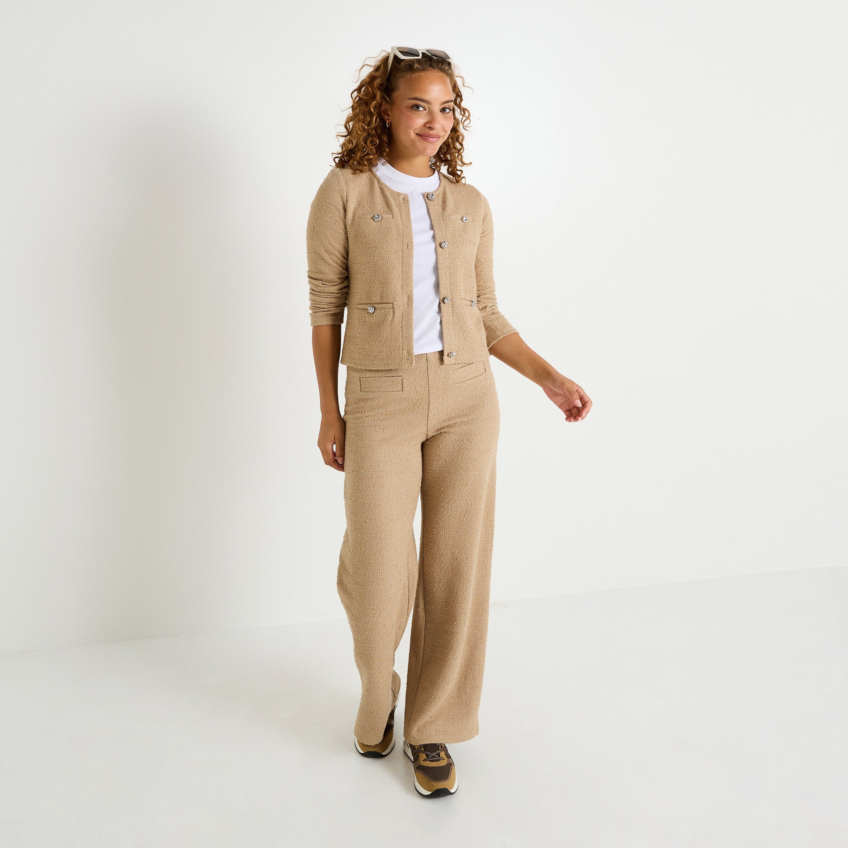 Veste en maille &agrave; col rond femme