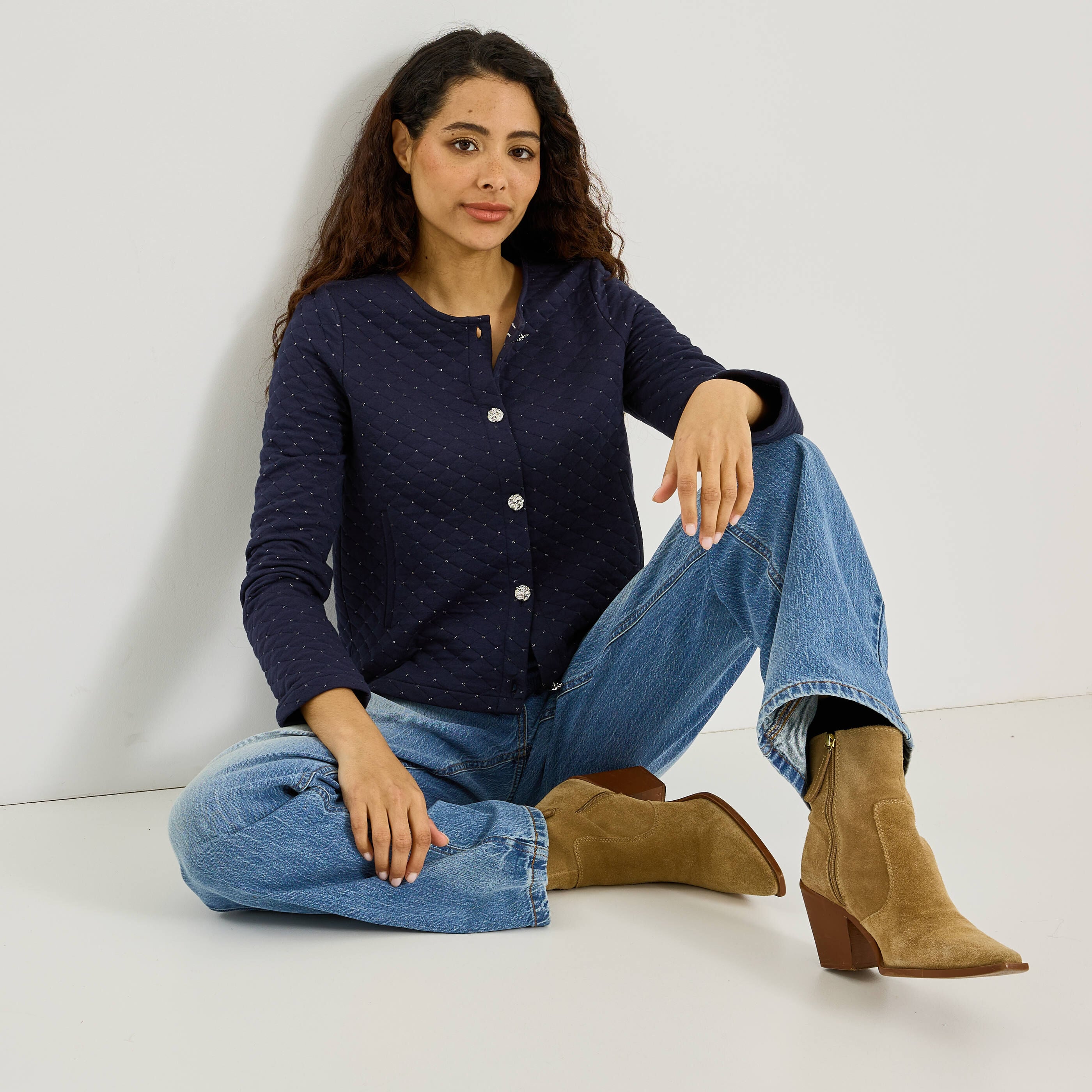 Veste matelass&eacute;e en maille femme