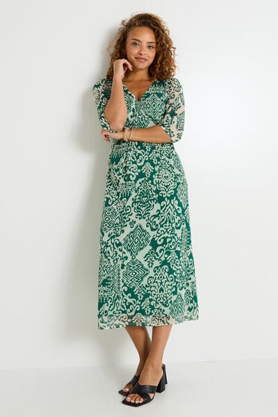 Robe longue imprimée col V 