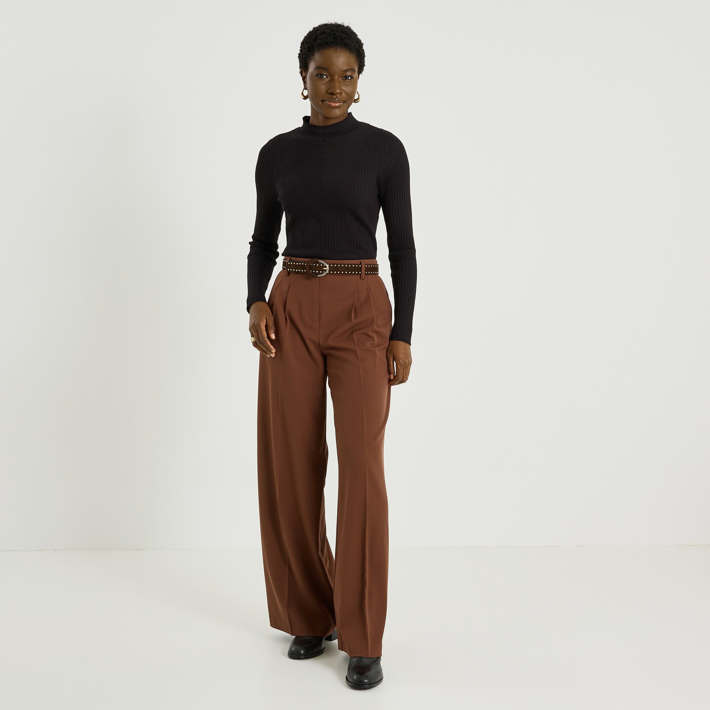 Pantalon fluide &agrave; pinces femme