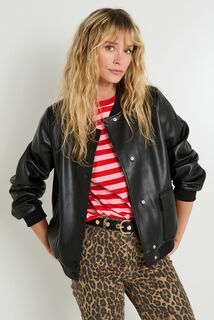 Bomber en simili cuir femme