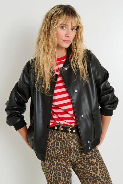 Bomber en simili cuir femme