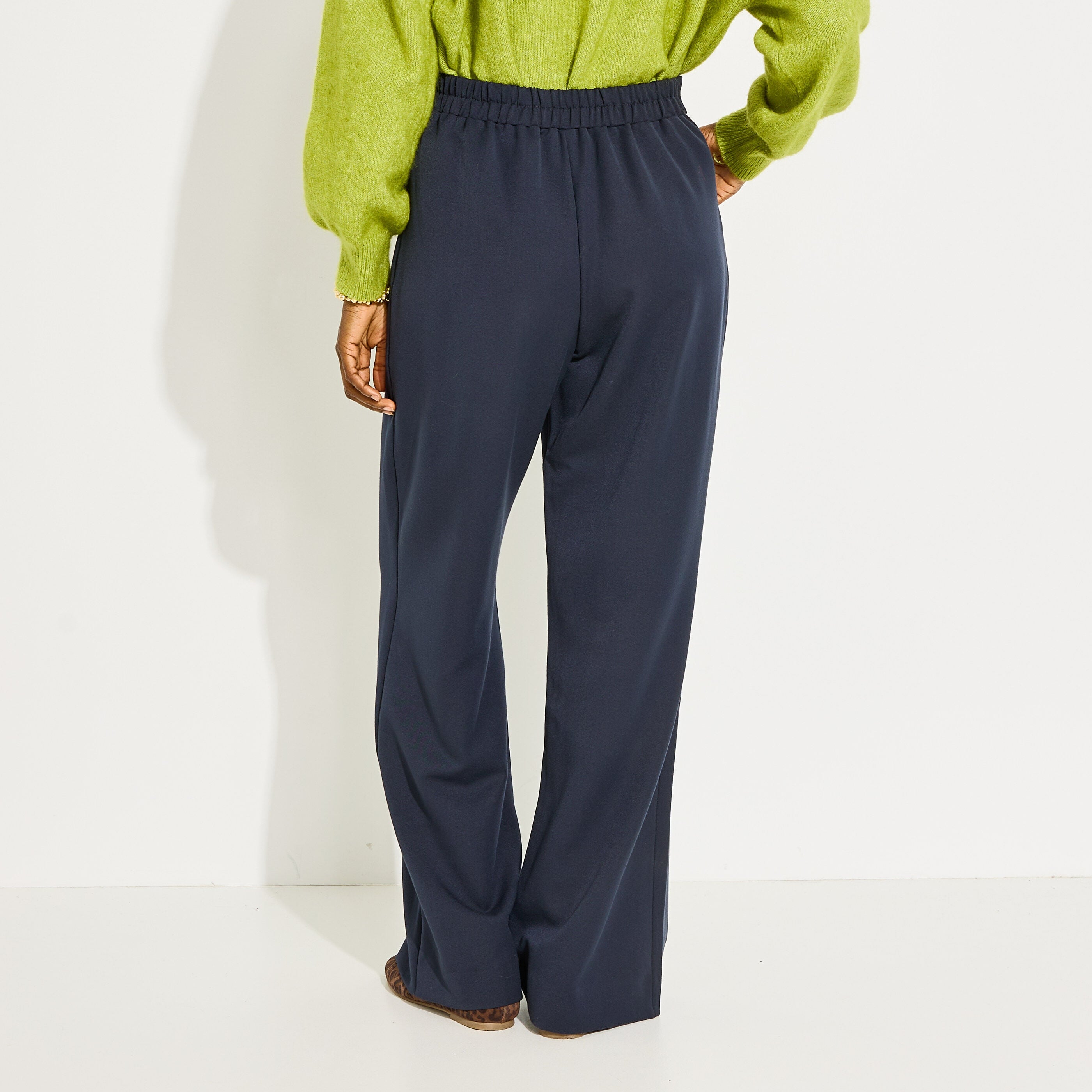 Pantalon large avec ceinture femme