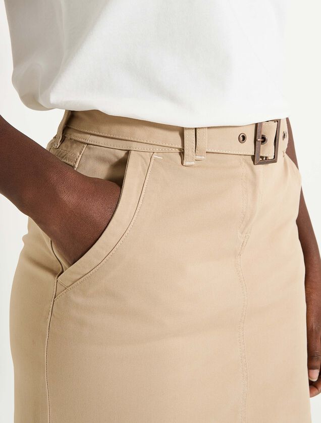 Jupe courte en popeline avec ceinture