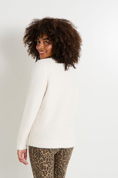 Pull fluffy à col rond femme