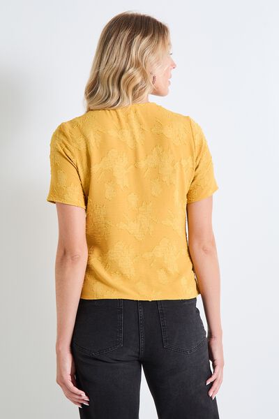 Blouse col V manches courtes femme