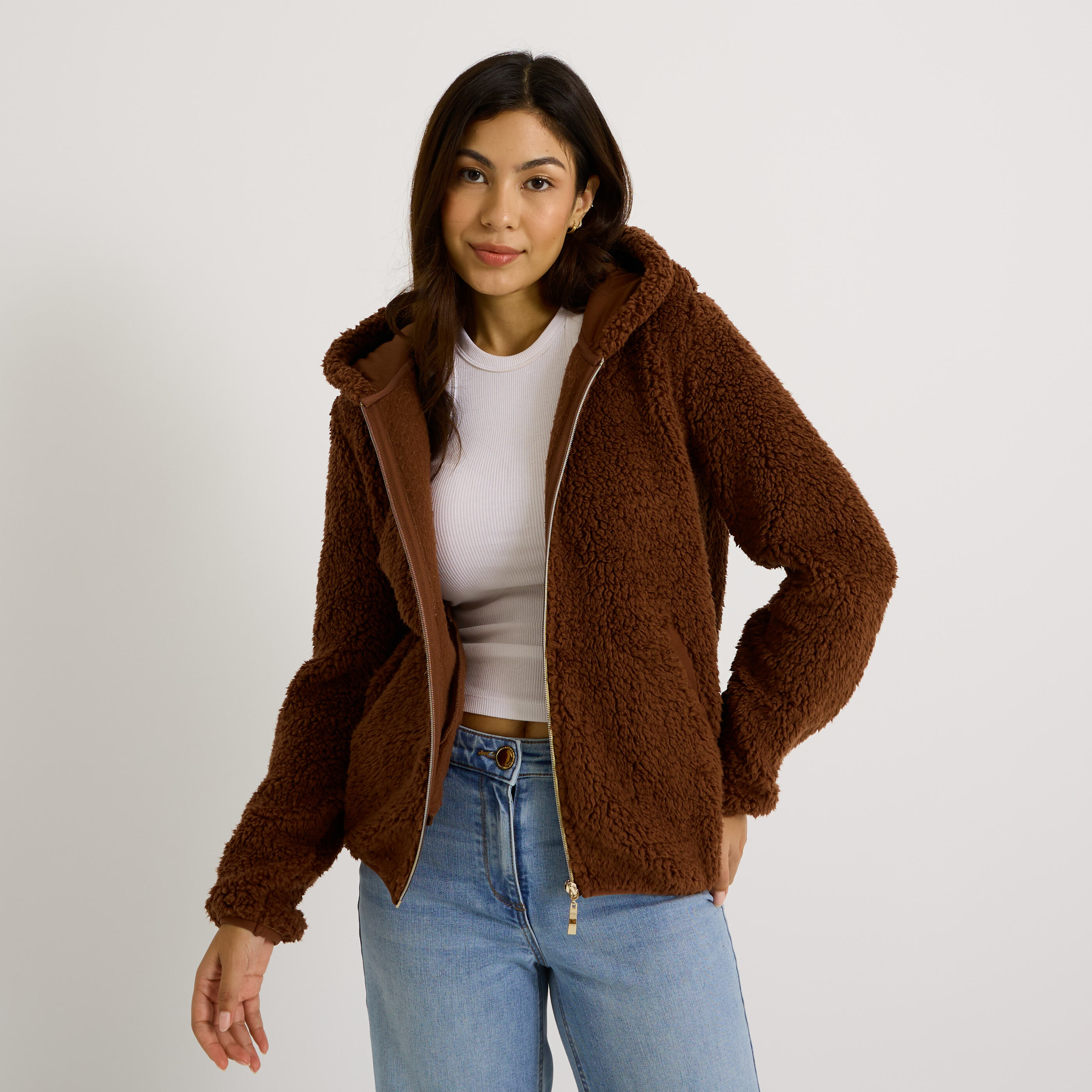 Gilet doux zipp&eacute; femme