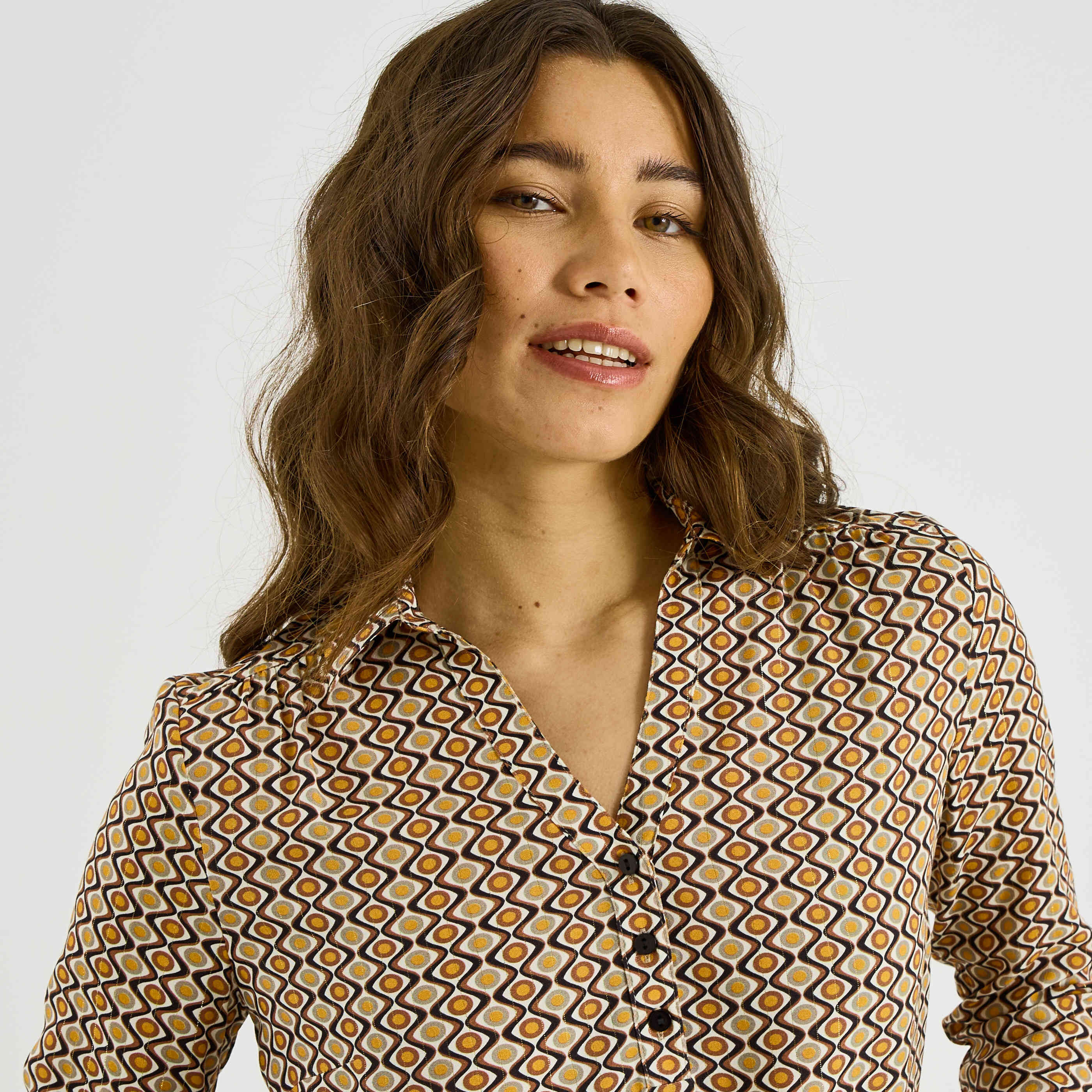 Blouse &agrave; imprim&eacute; g&eacute;om&eacute;trique femme