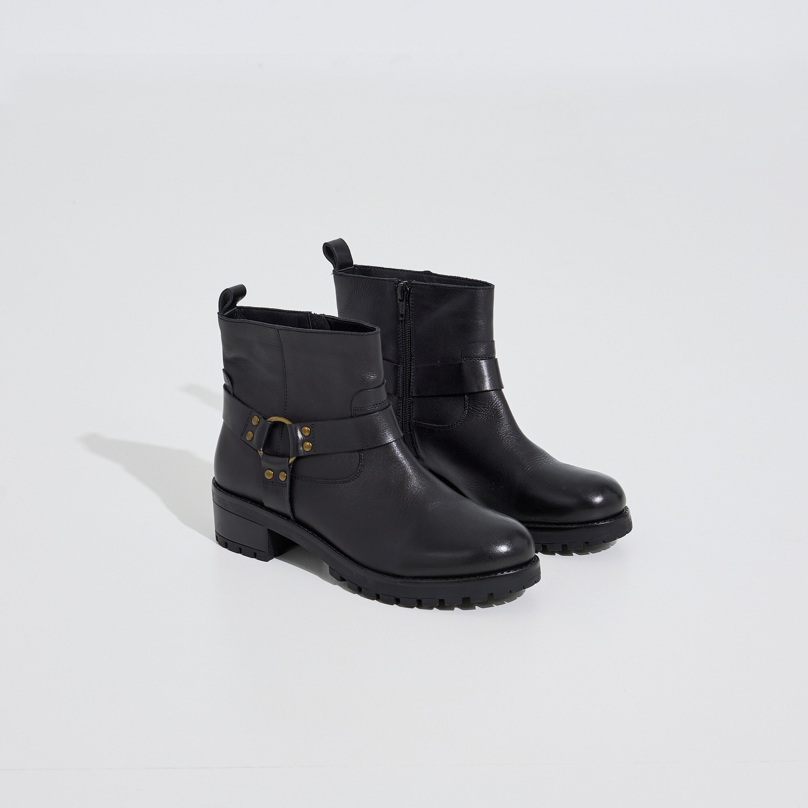 Bottines zipp&eacute;es &agrave; boucle femme