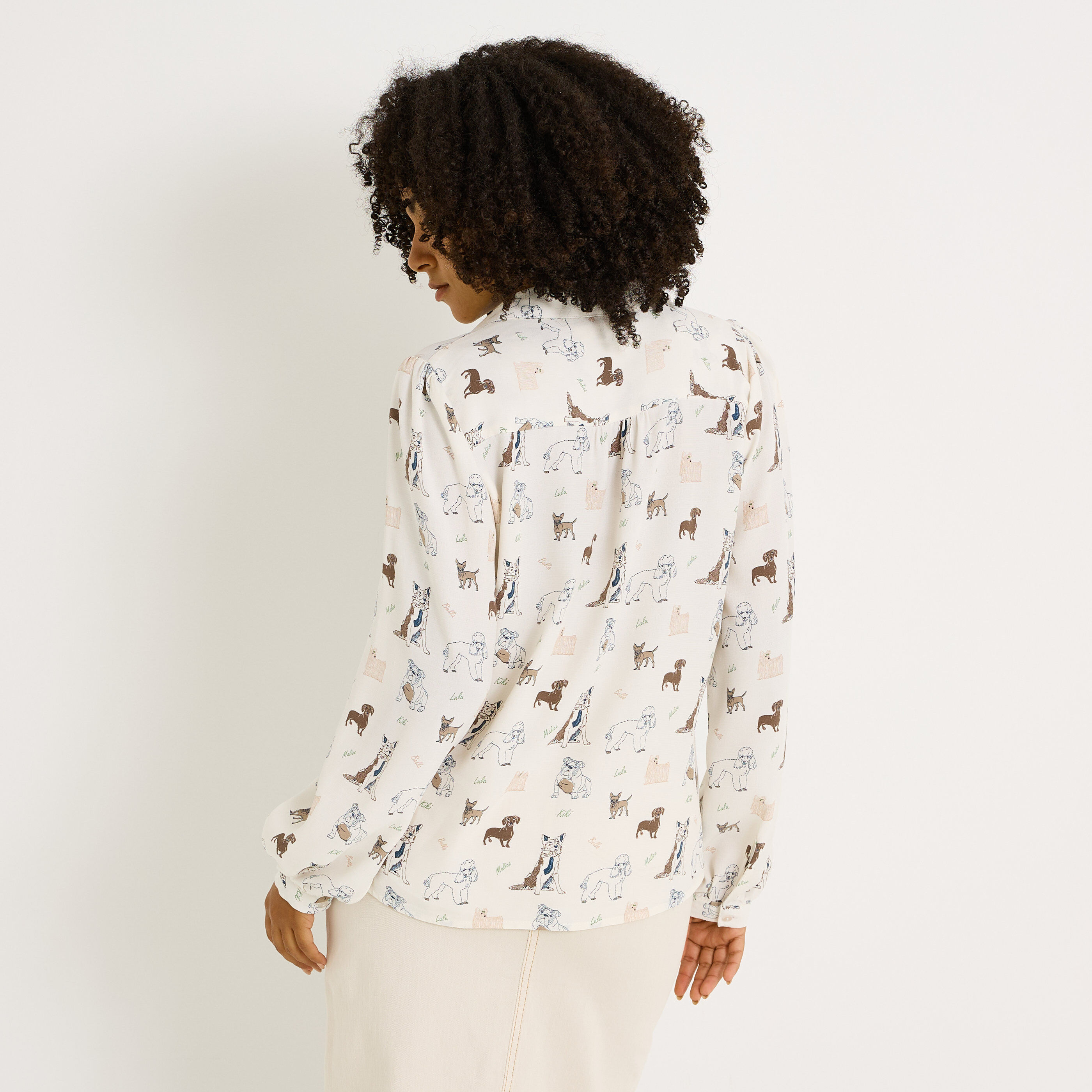 Chemise fluide imprim&eacute;s chiens femme