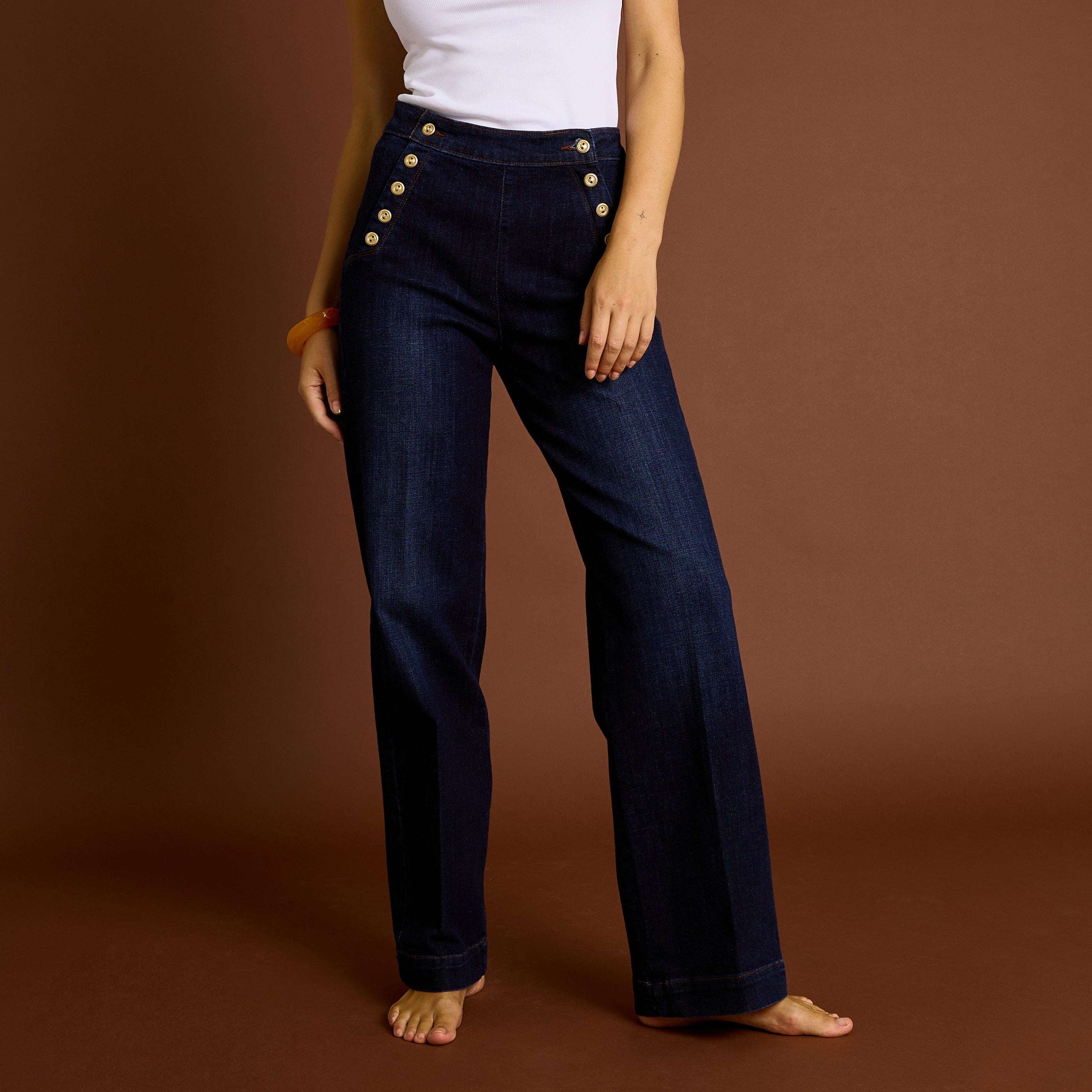 Jean flare &agrave; pont POMPON F02 femme