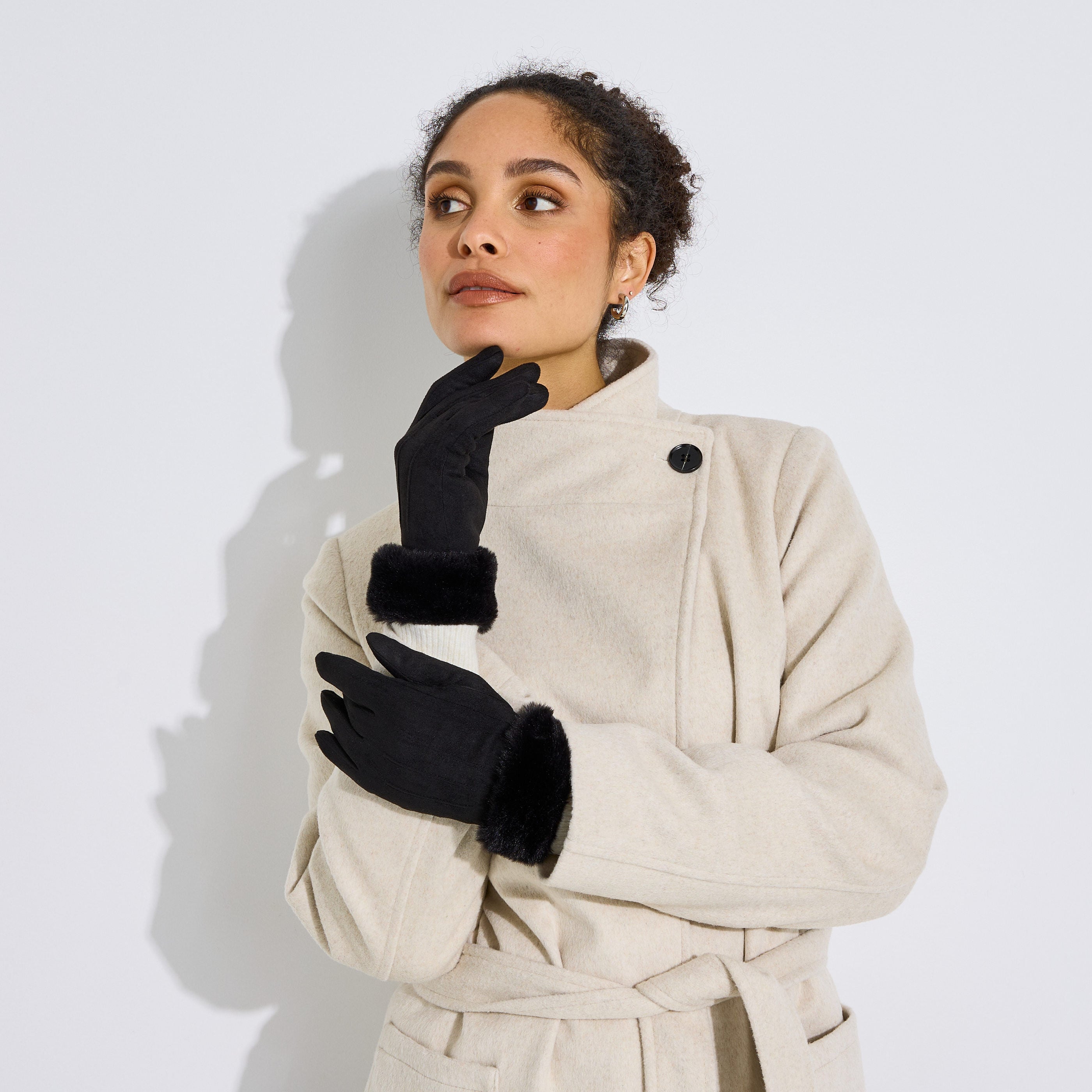 Gants tactiles doux en su&eacute;dine femme
