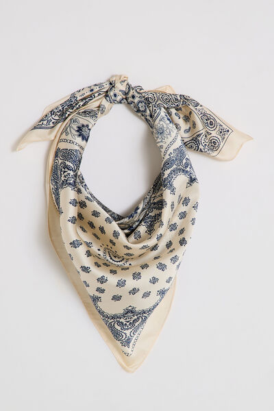Foulard carré imprimé en satin femme