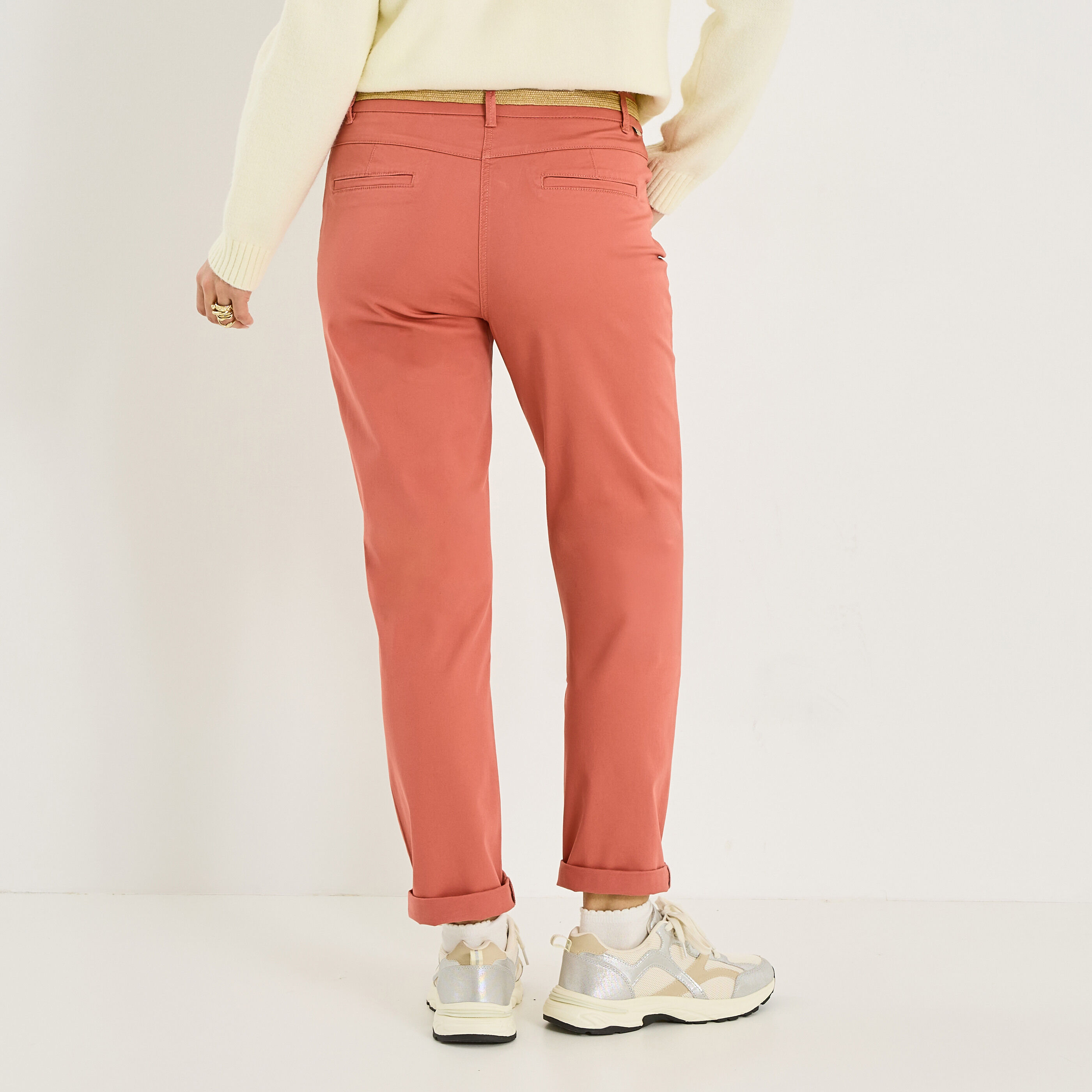 Pantalon chino uni femme
