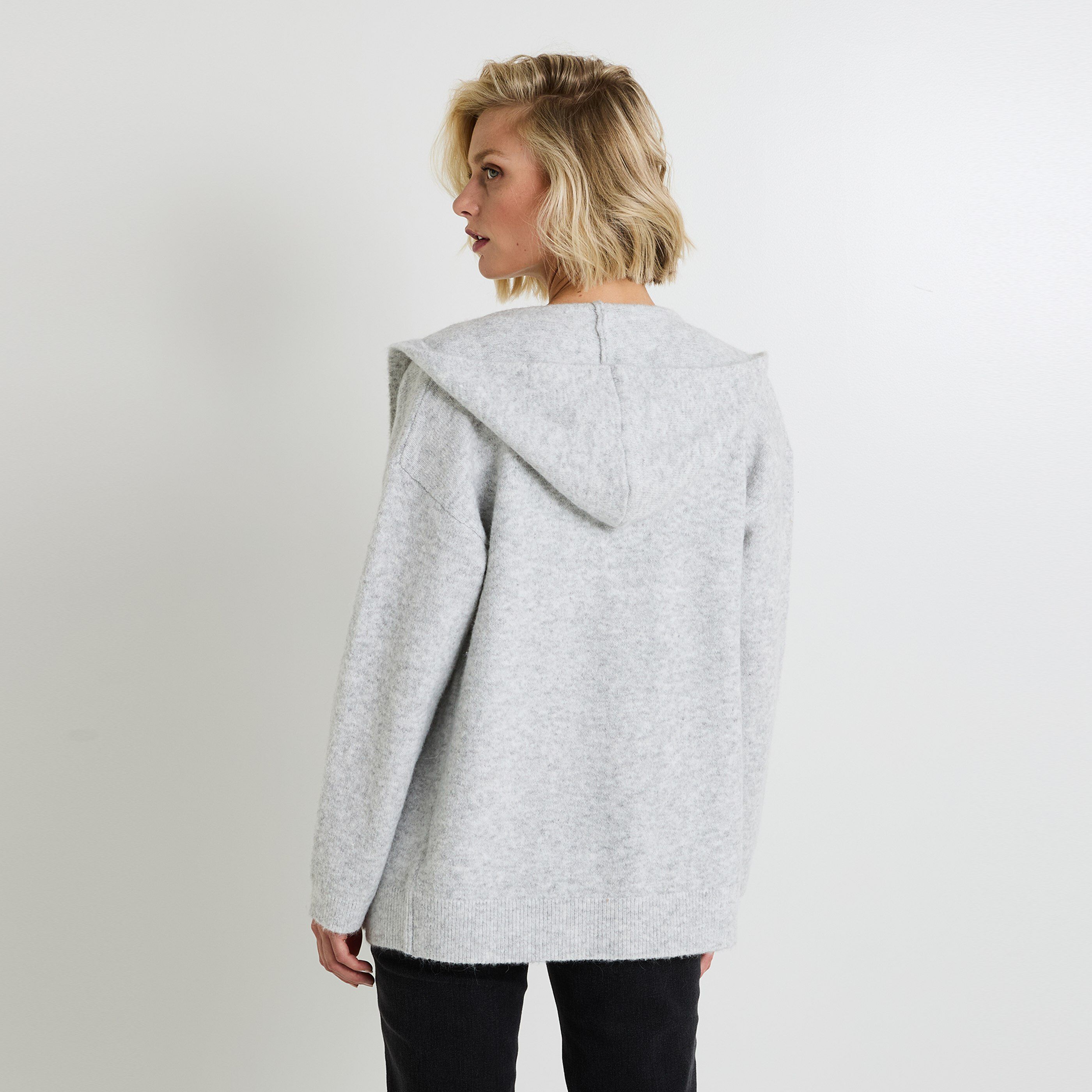 Gilet gris a capuche femme shop