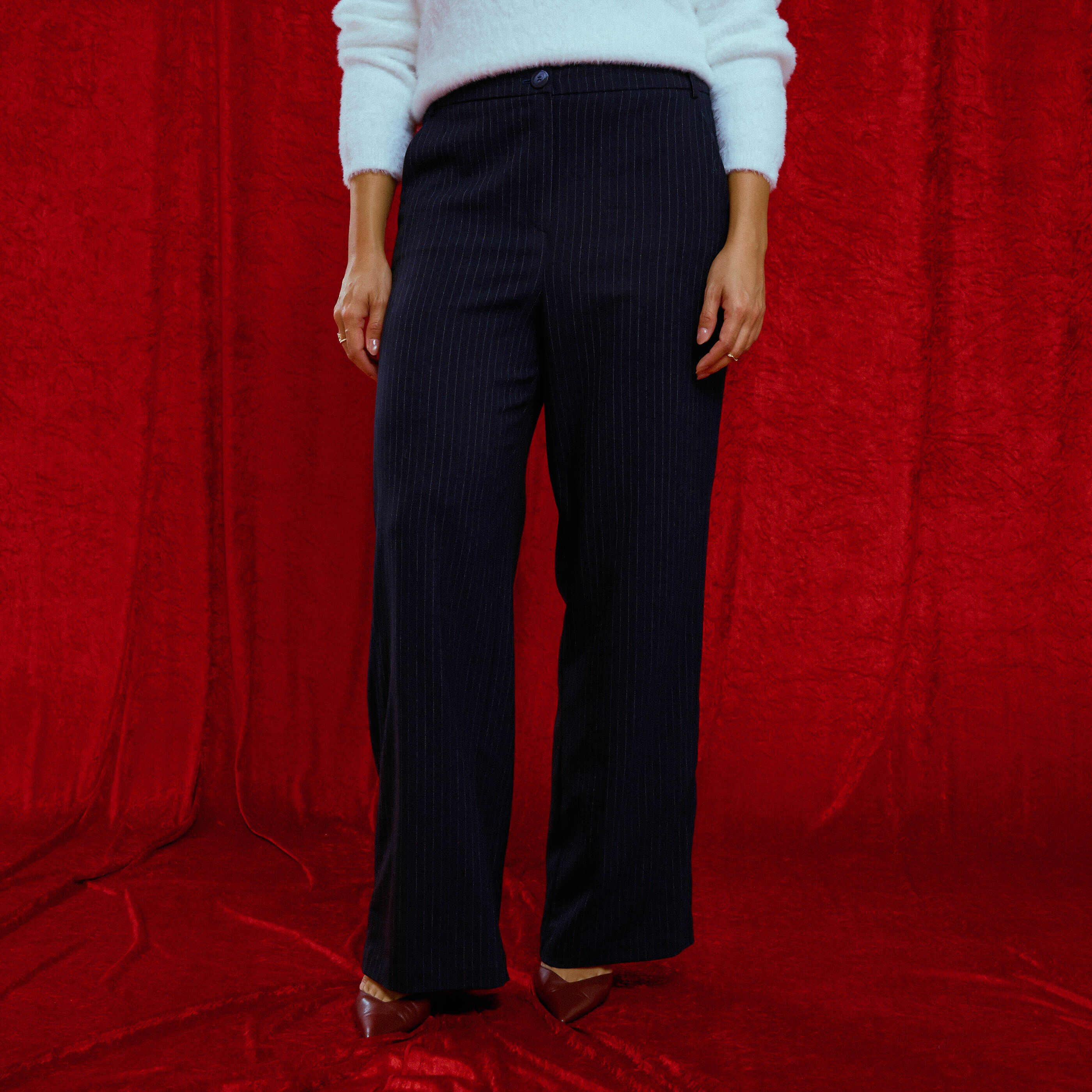 Pantalon tailleur ray&eacute; femme