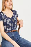 T-shirt imprimé col V femme
