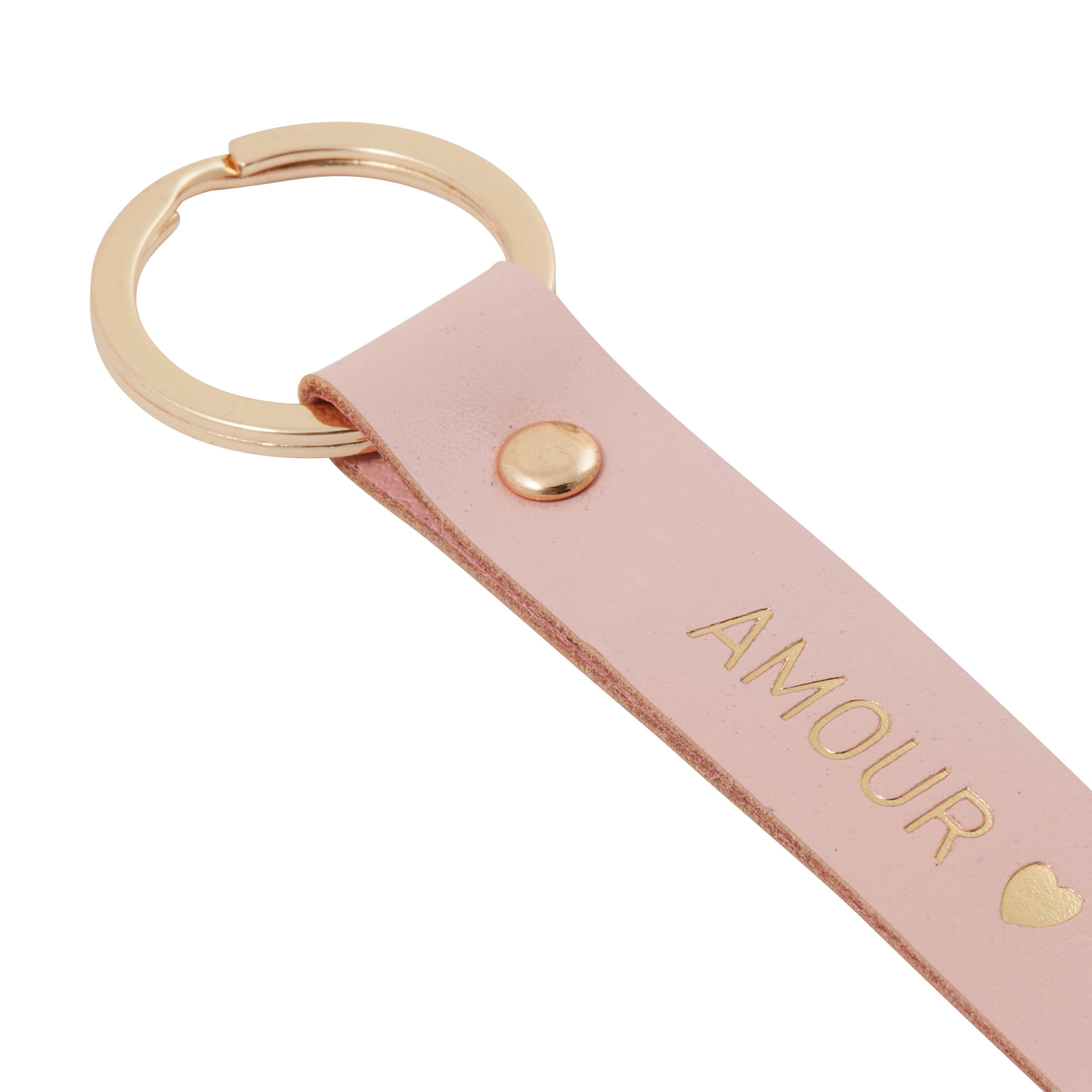 Porte-cl&eacute; cuir rose p&acirc;le