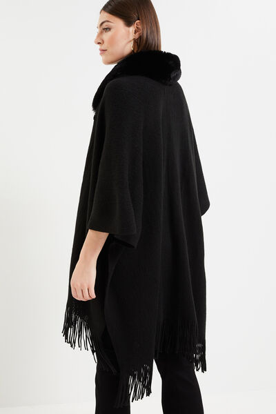 Poncho col fausse fourrure femme