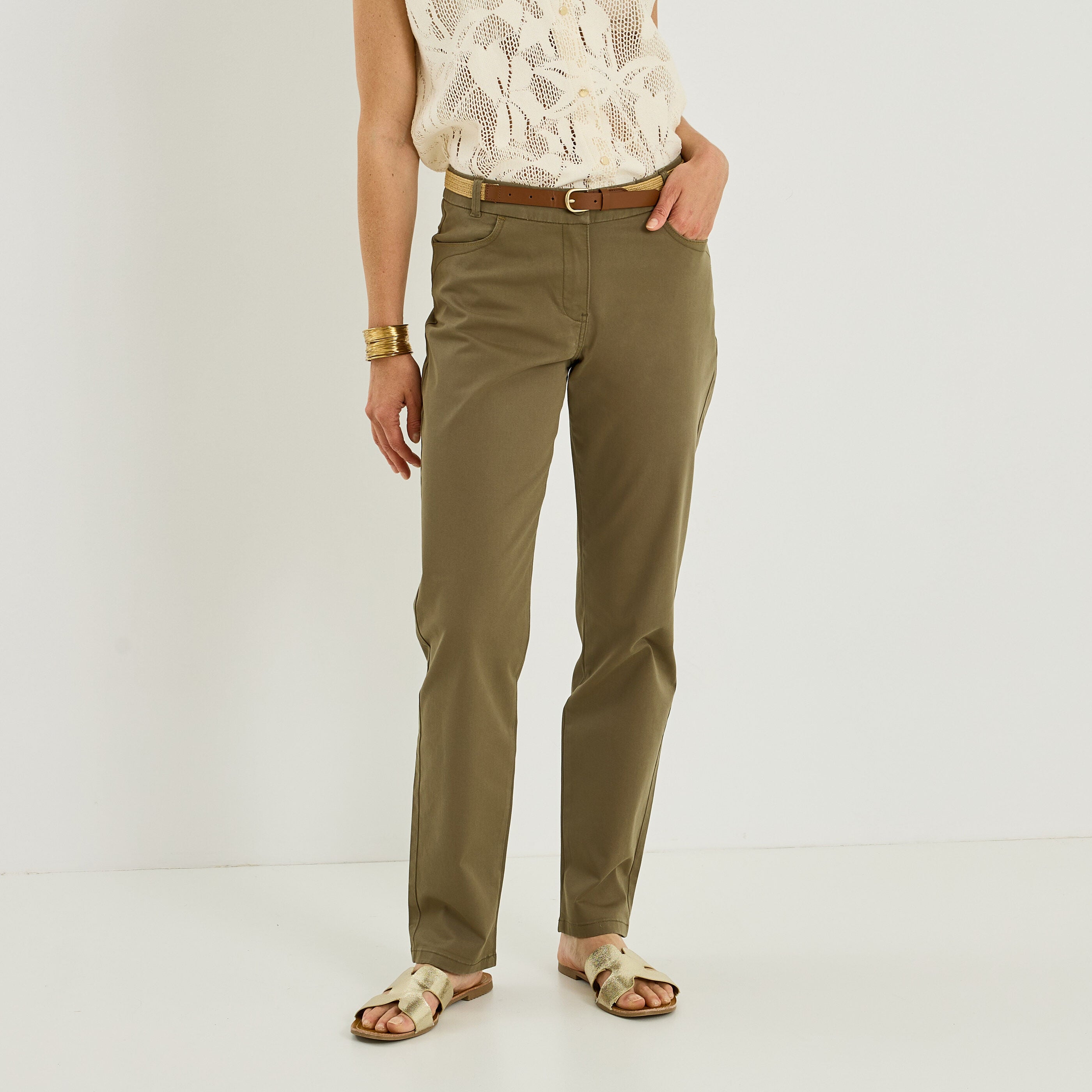 Pantalon chino avec ceinture femme