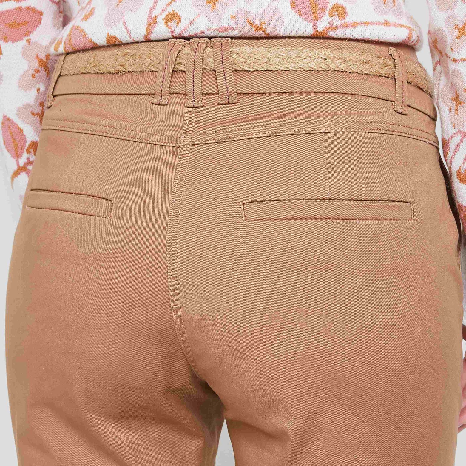 Pantalon chino avec ceinture femme CAMEL