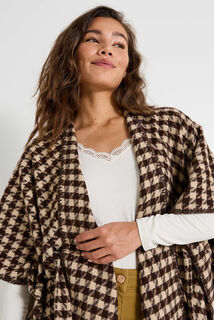Poncho ceinturé ouvert à l'avant femme