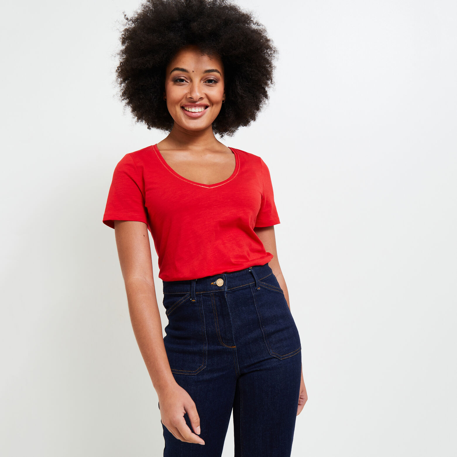 T-shirt col V femme