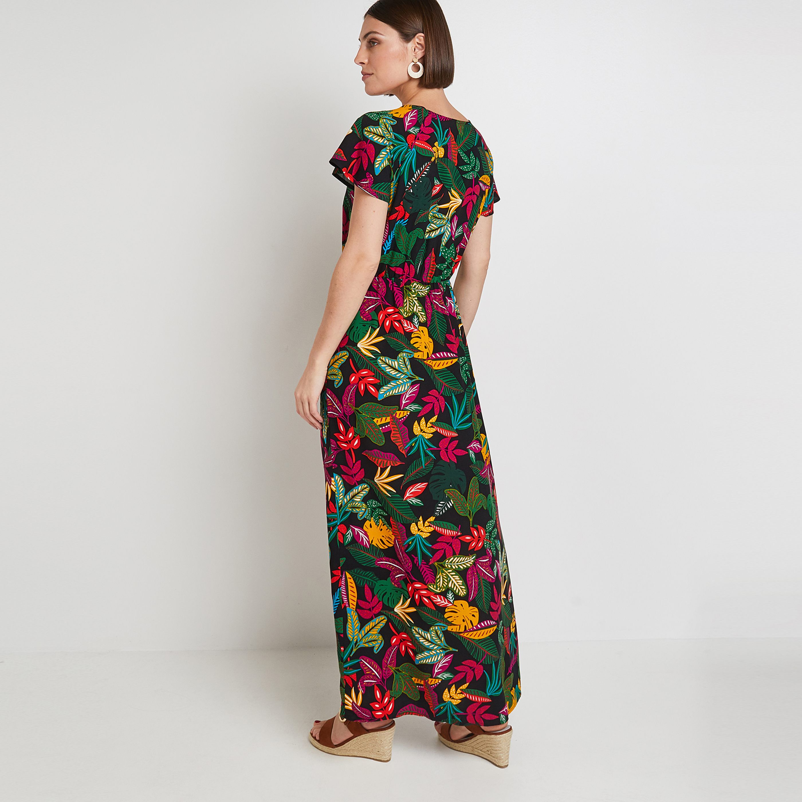 Robe En Velours Sans Manches Grain De Malice - Coupe Fluide, Longueur Genou - Imprimé Graphique & Boutonnage Avant - 10