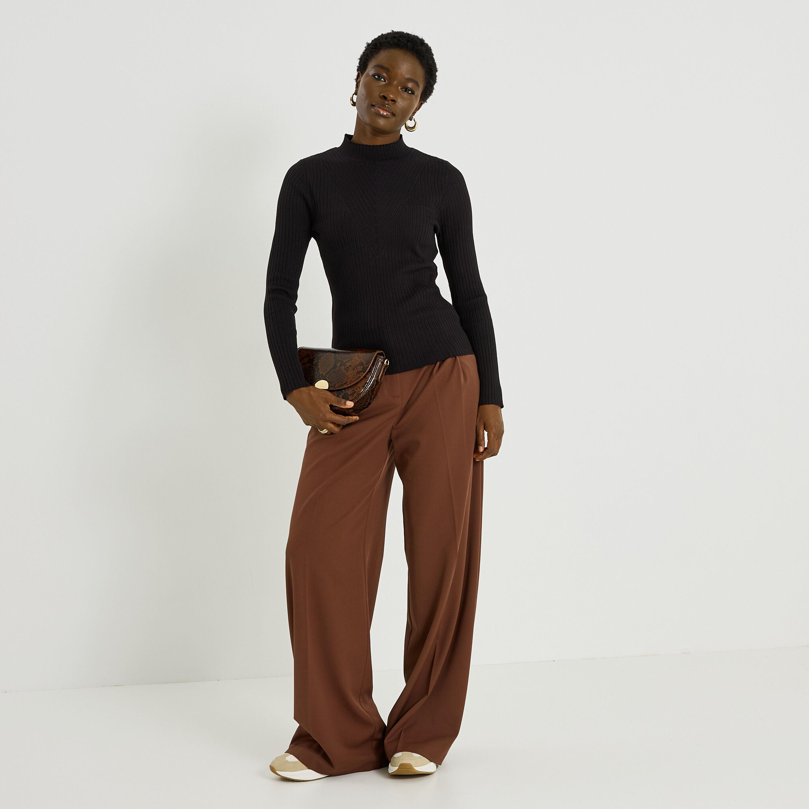 Pull col montant femme