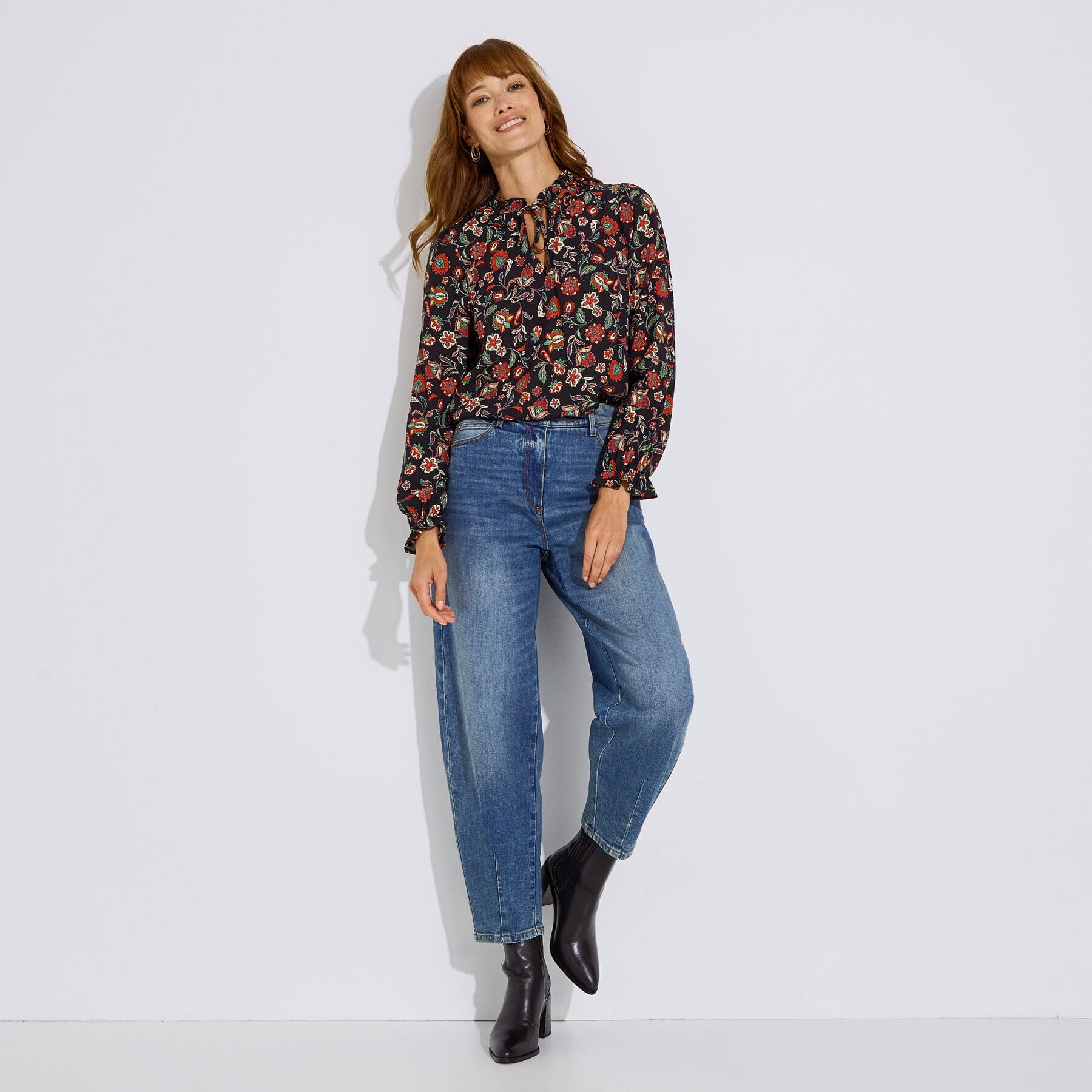 Blouse fluide &agrave; fleurs femme