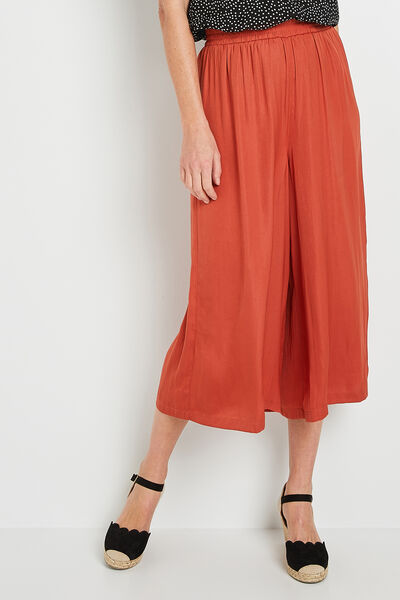 Pantalon large raccourci femme