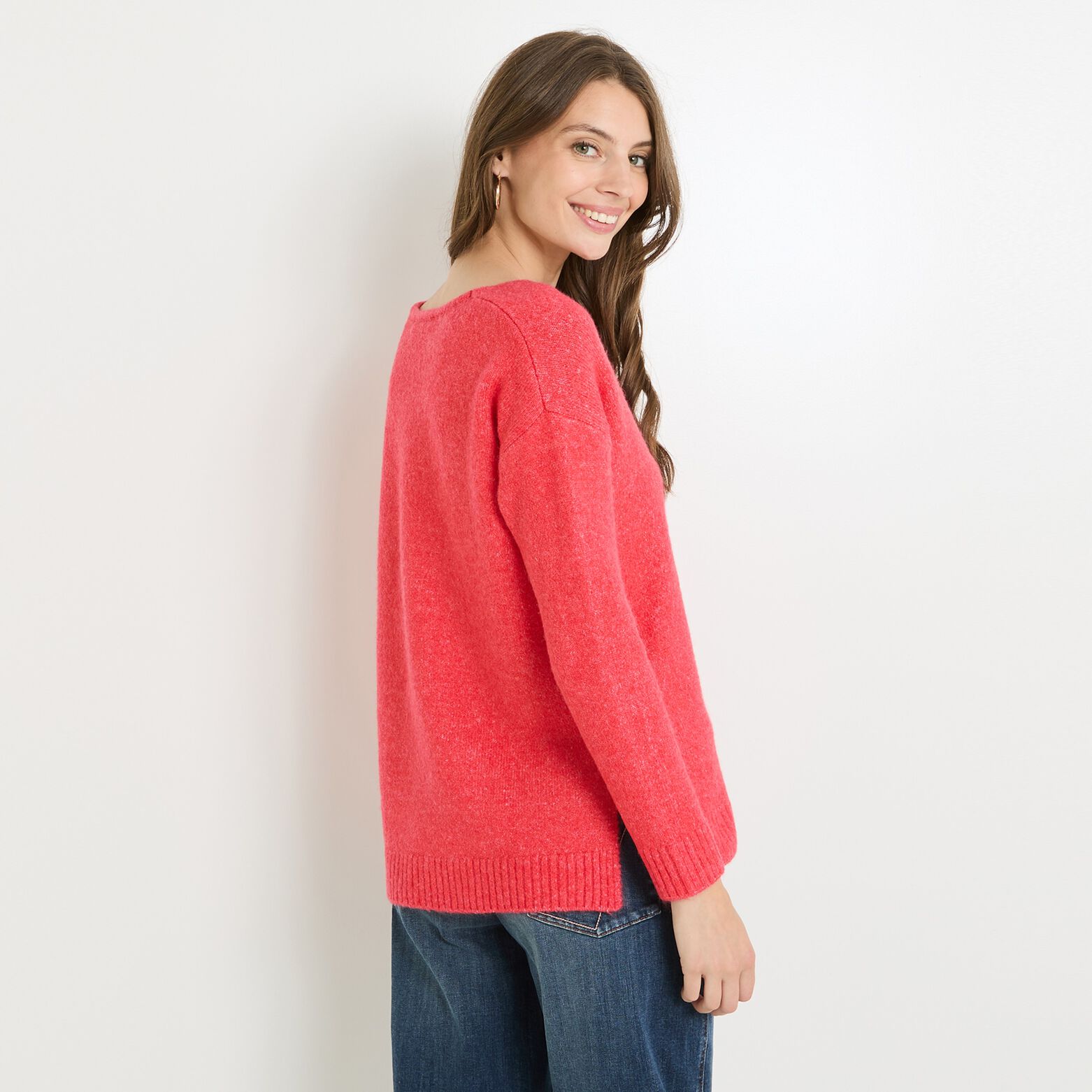 Pull col V femme
