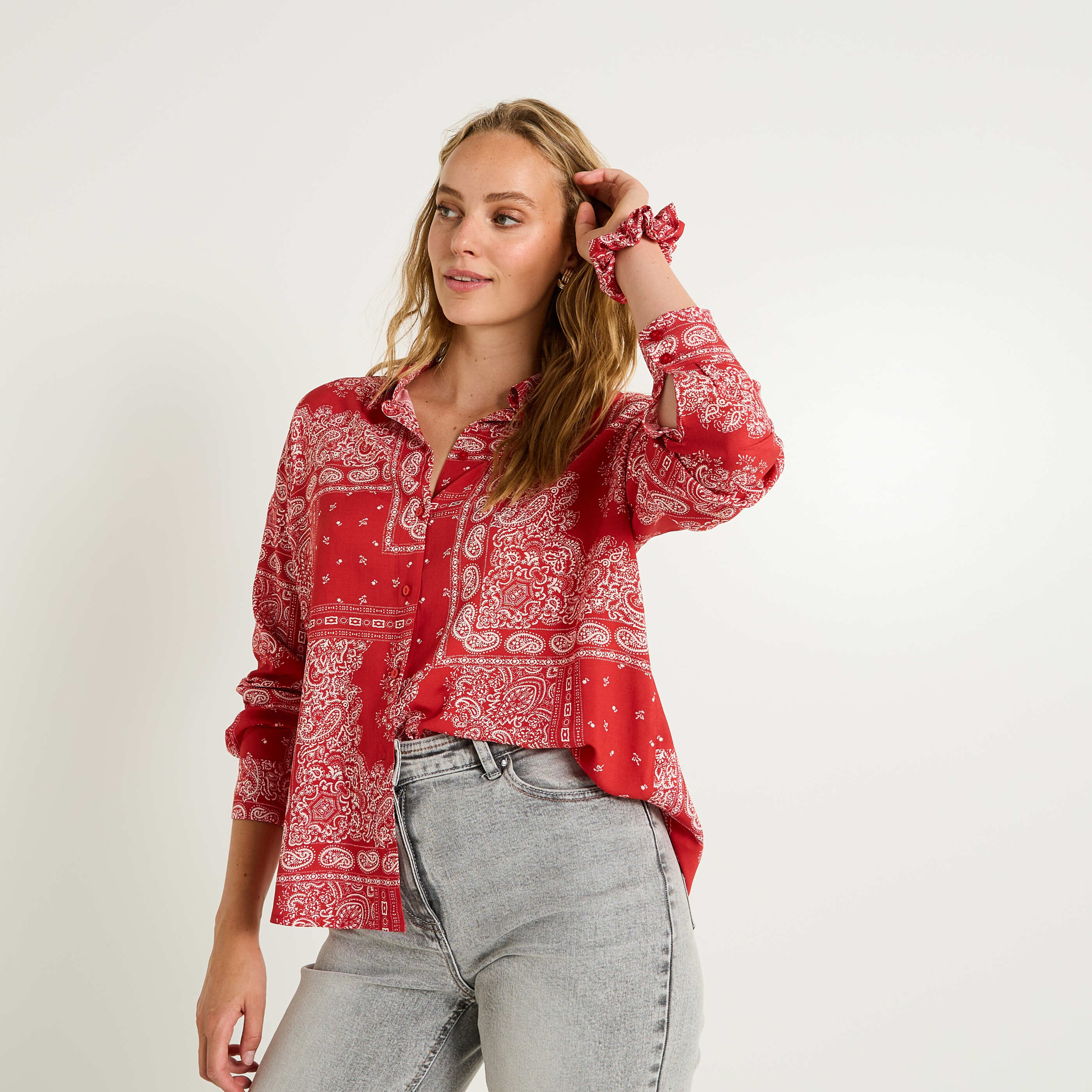 Chemise oversize avec chouchou femme