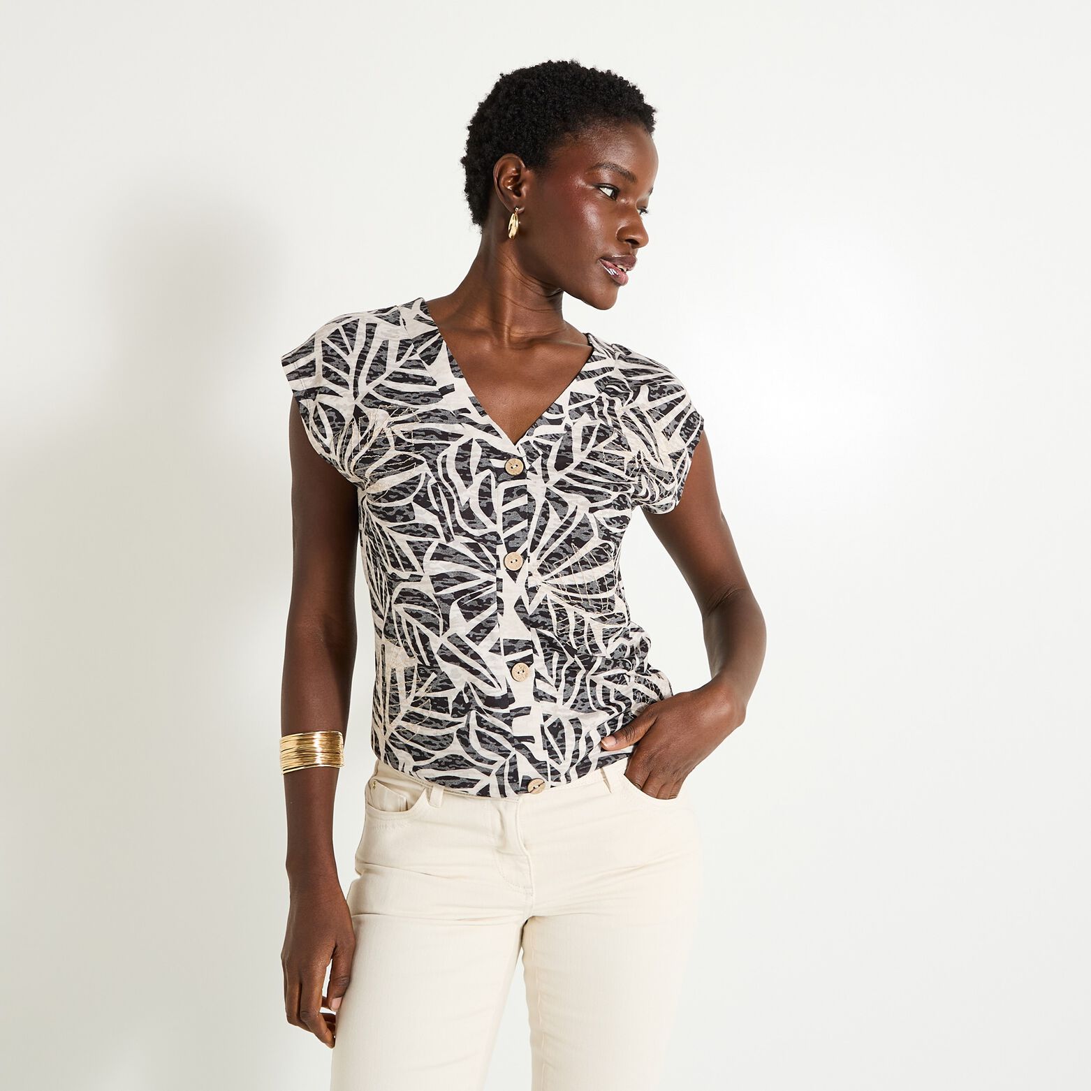 T-shirt col V femme
