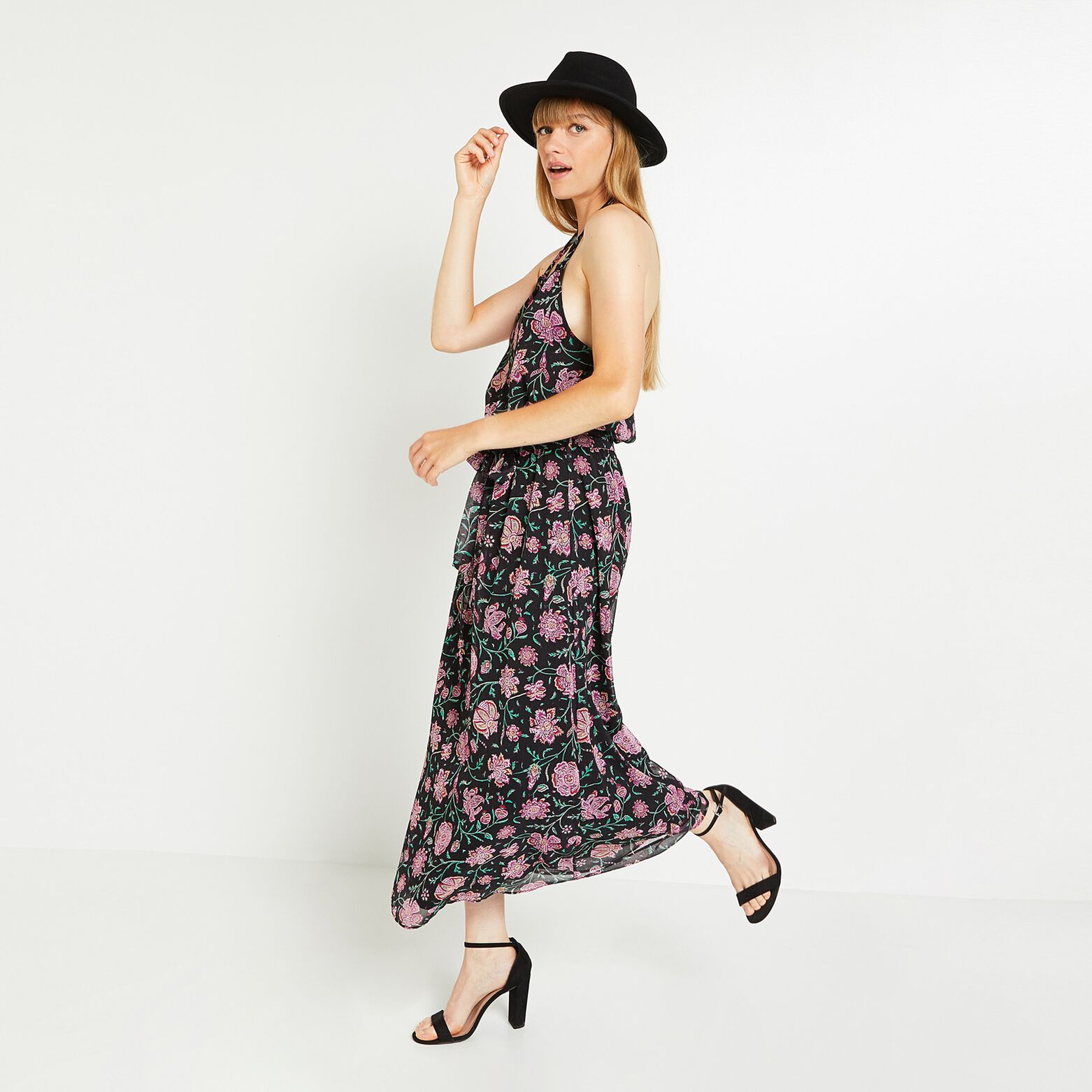 Robe longue imprimée femme