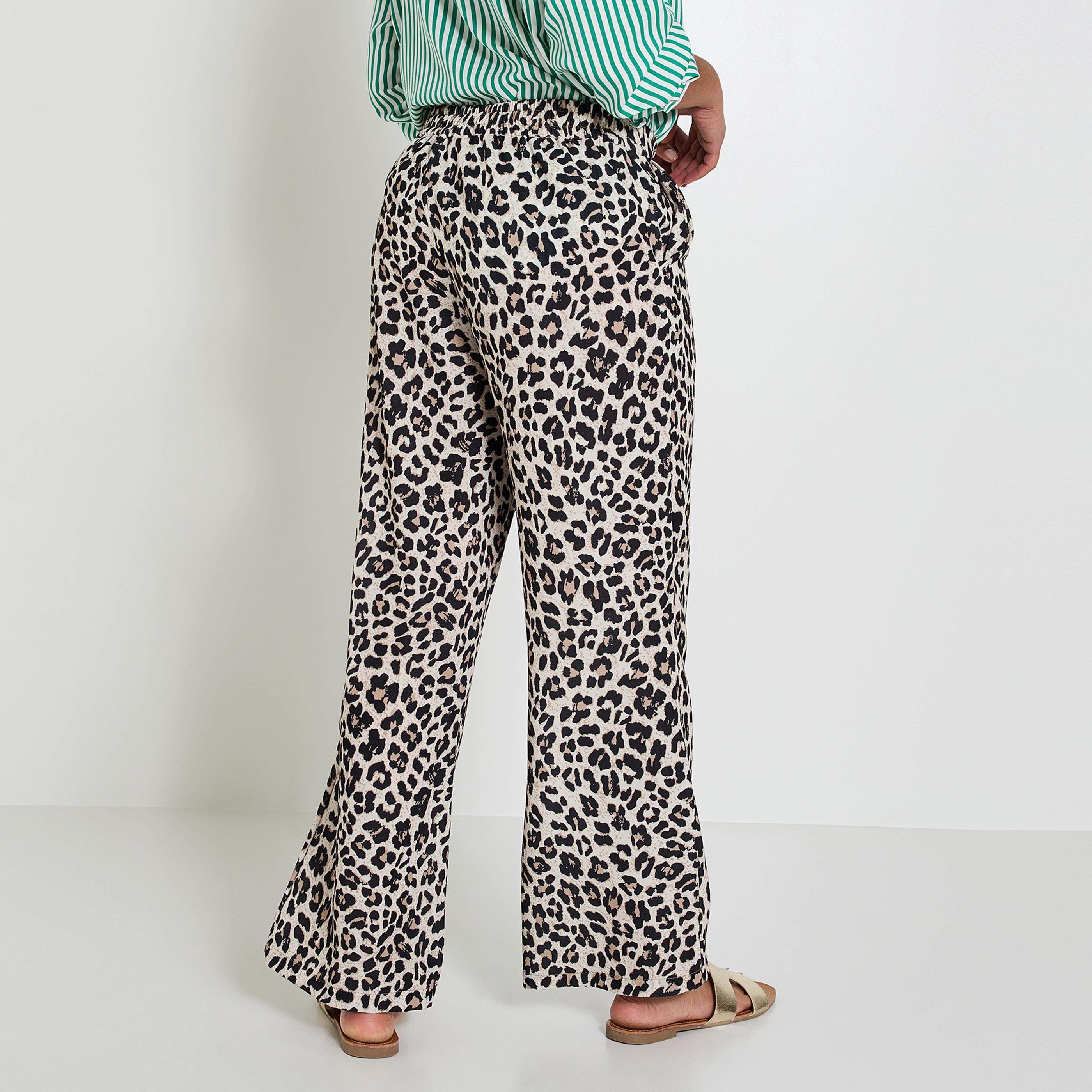 Pantalon l&eacute;opard fluide femme