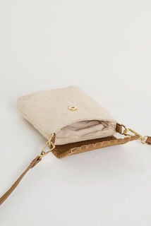 Pochette téléphone bi-matière femme